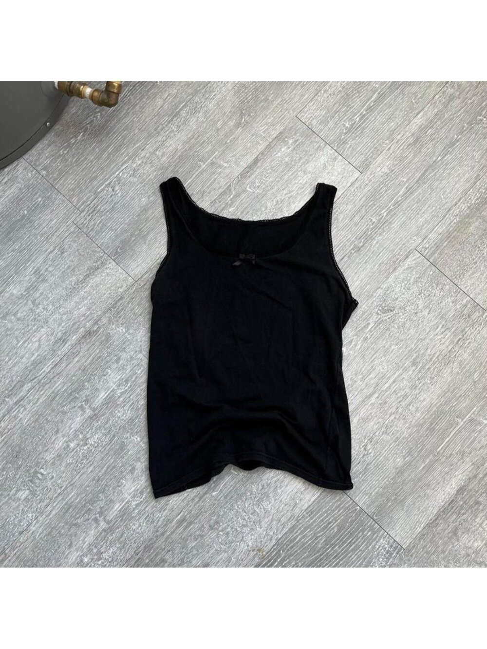 Black Vintage “Mantles” Y2K Tank Top W Bow Detail
